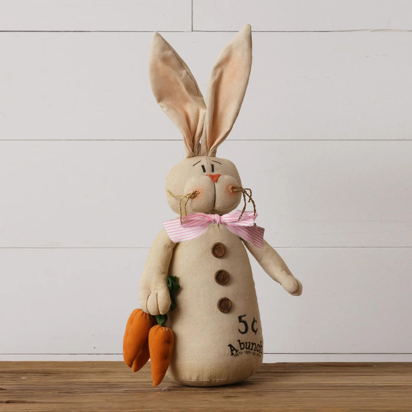 Cheeky Bunny Holding Carrots - 5 Cents A Bunch