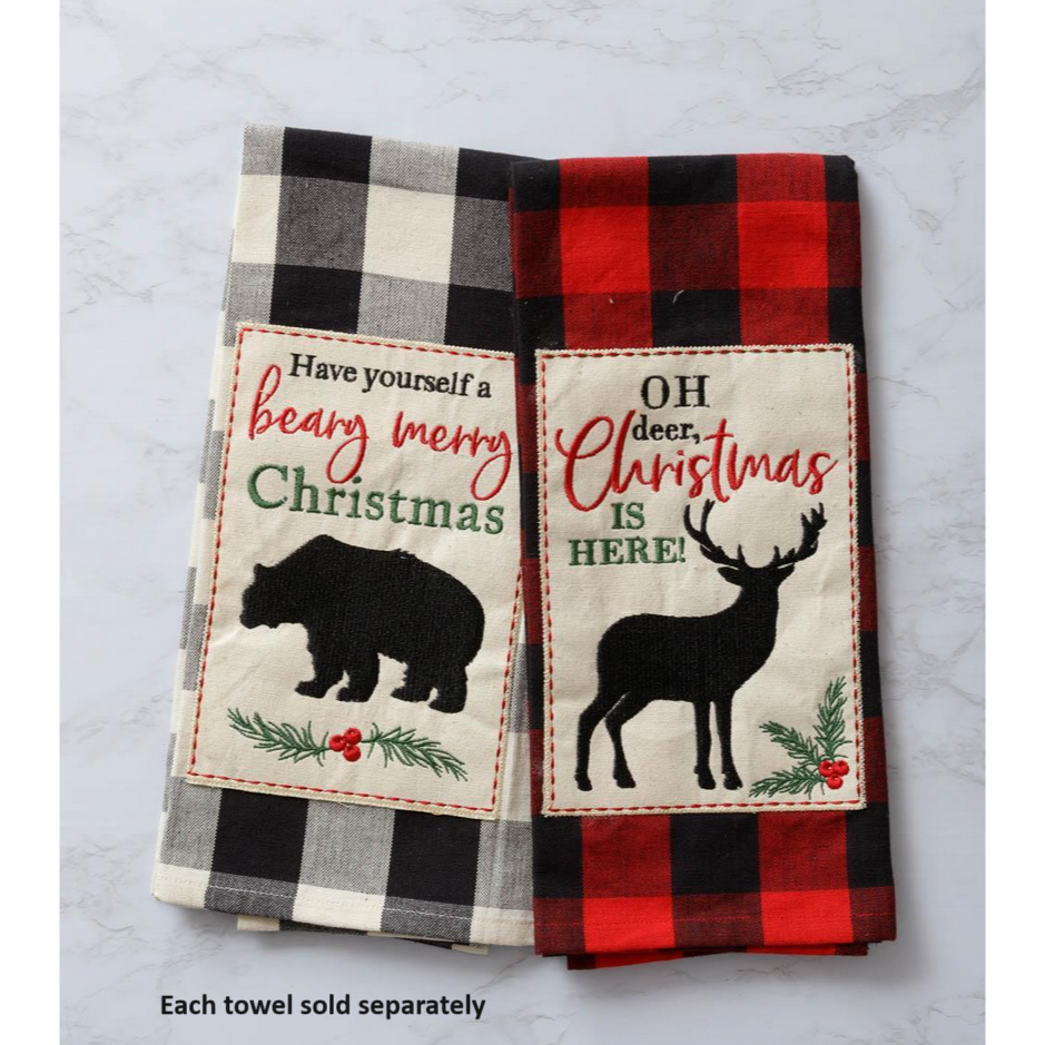 Buffalo Plaid Tea Towel - Deer