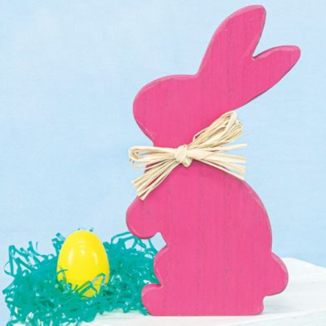 Wooden Bunny Cutout - Pink