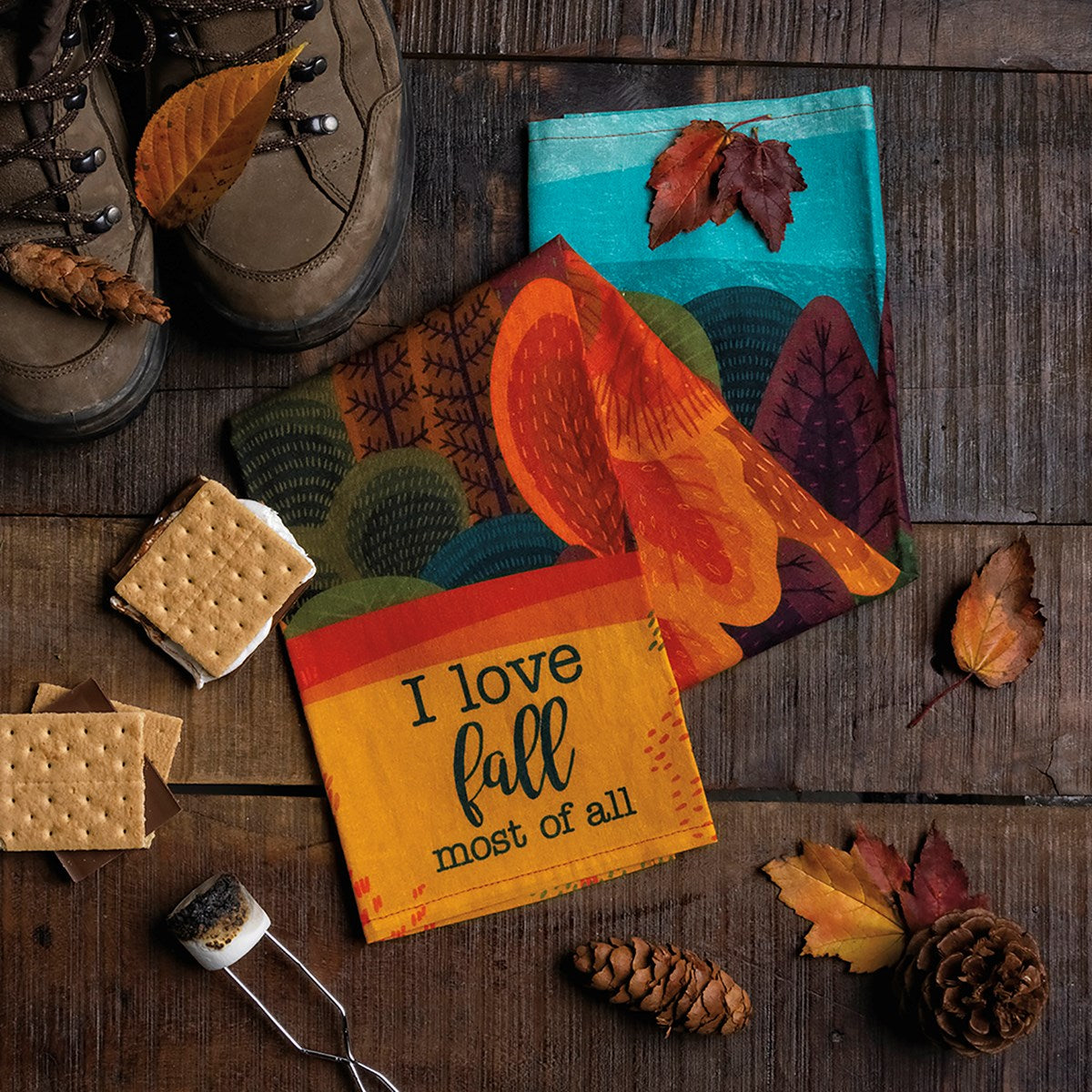 I Love Fall Most of All Kitchen Towel
