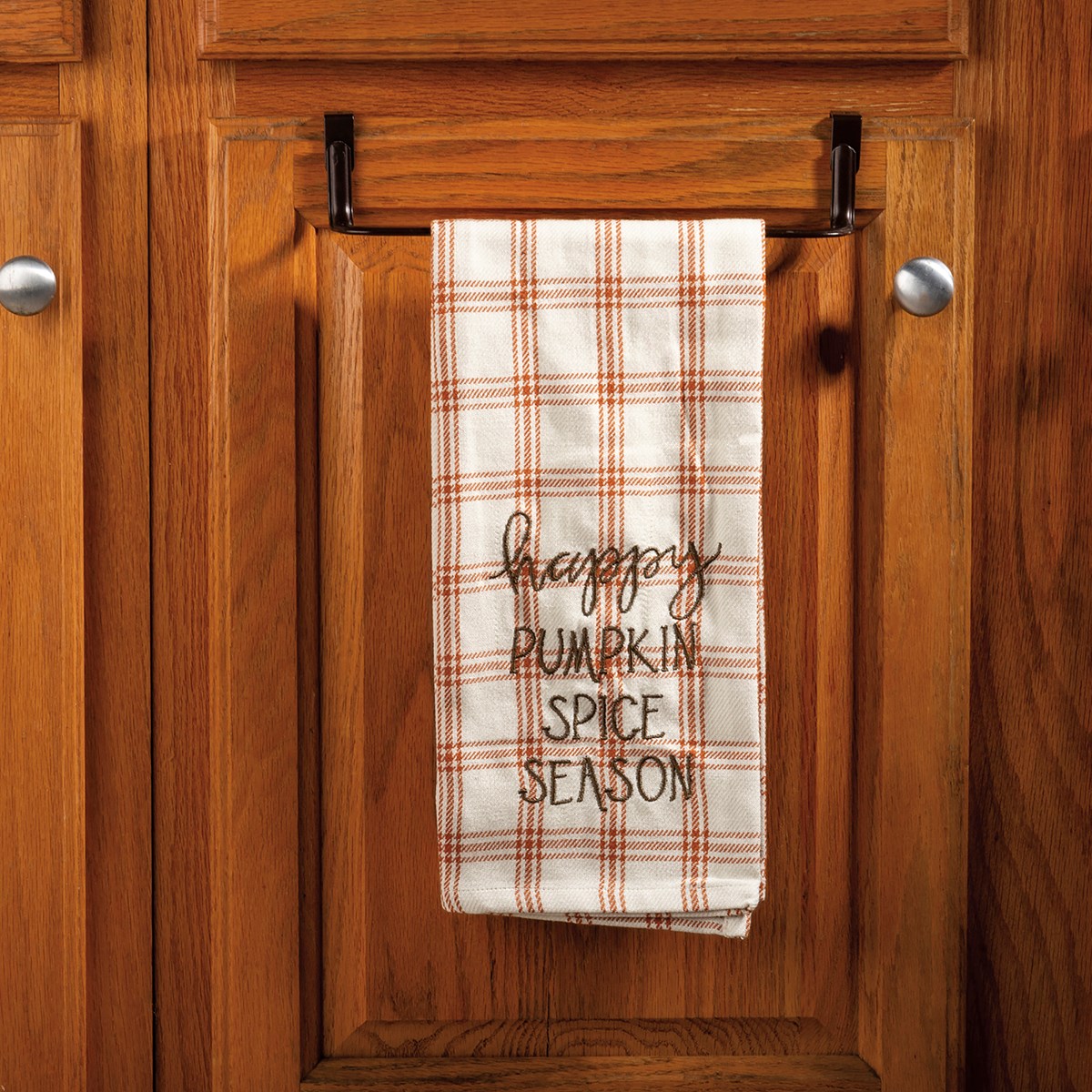 Happy Pumpkin Spice Season Plaid Kitchen Towel