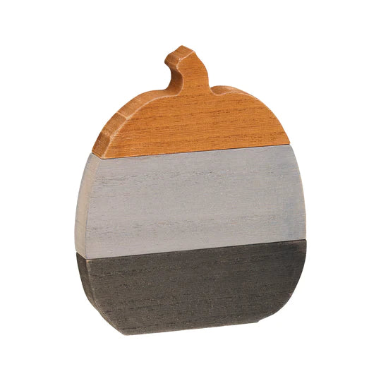 Black, Gray and Orange Plank Pumpkin - Small