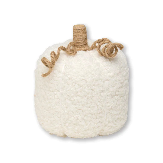 White Sherpa Fabric Pumpkin - Medium