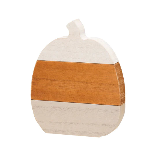 Light Gray, Orange and White Plank Pumpkin - Small