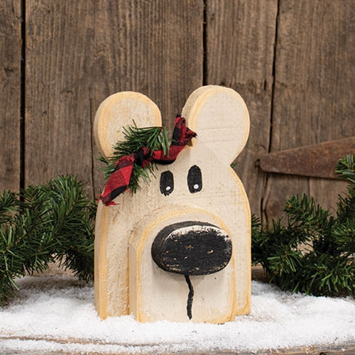 Rustic Wood Layered Polar Bear Head Sitter