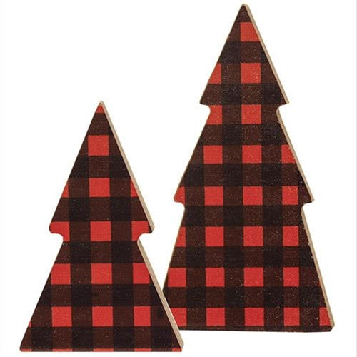 Red Buffalo Check Trees - Set of Two
