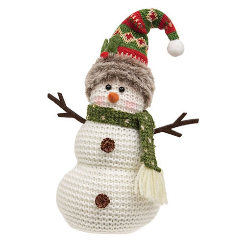 Green Nordic Knit Snowman Sitter - Winter Hat