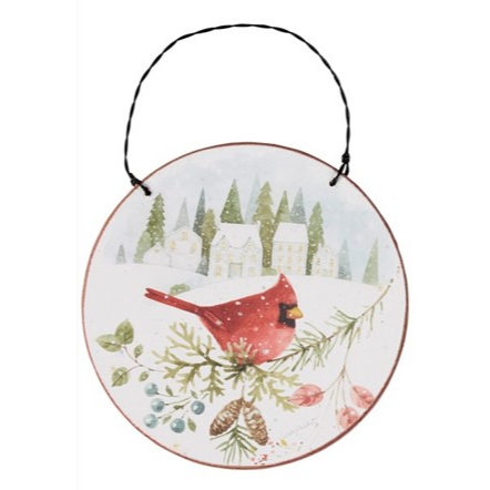 Cardinal with House Background Ornament