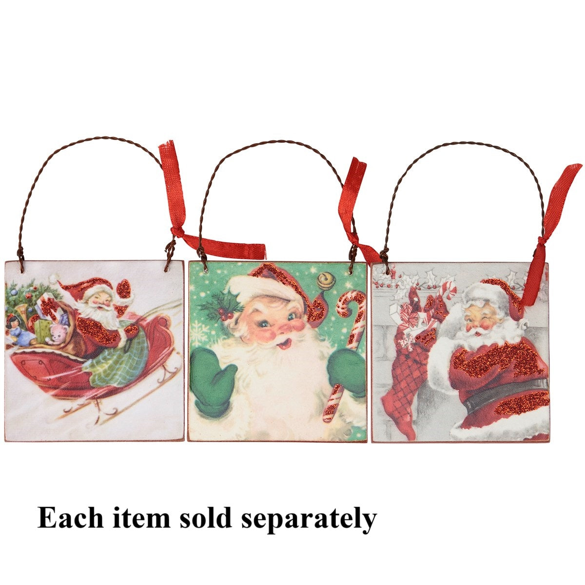 Retro Santa with Sleigh Ornament