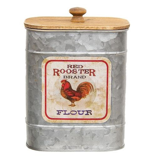 Metal Kitchen Canister - Red Rooster Flour