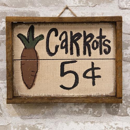 Carrots 5 Cents Rustic Pallet Framed Sign