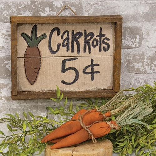 Carrots 5 Cents Rustic Pallet Framed Sign