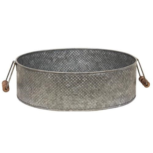 Metal Tray With Wooden Handles - Large