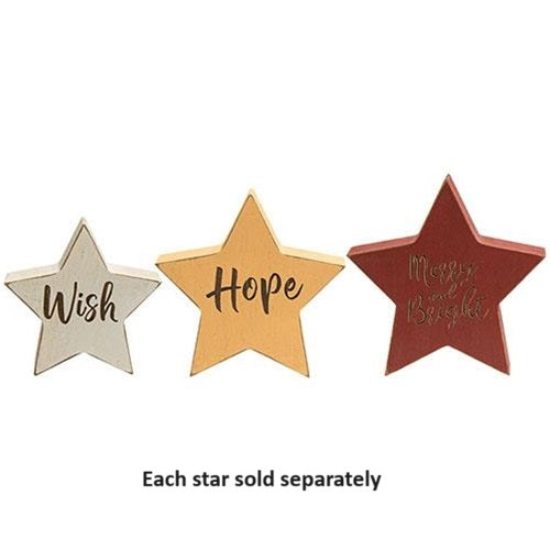 Reversible Christmas Words Chunky White Star Sitter - Wish/Joy To The World