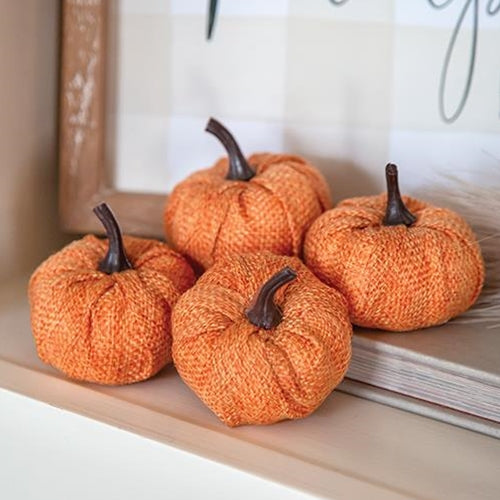 Orange Burlap Pumpkins - 4/Pack