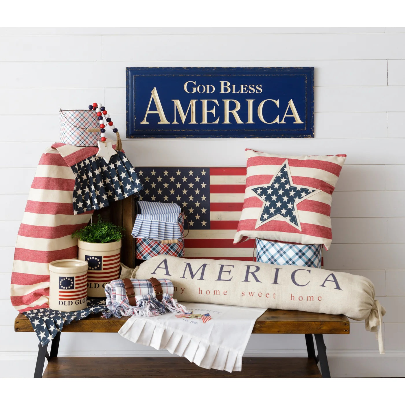 Star Patch and Stripes Pillow