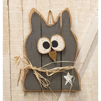 Rustic Wooden Hanging Owl With Star