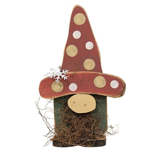 Wood Standing Christmas Gnome - Polka Dot Hat