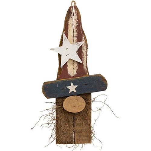 Rustic Wood Uncle Sam Gnome Ornament