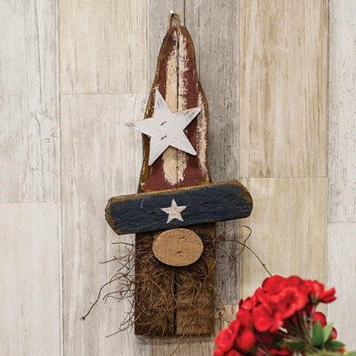 Rustic Wood Uncle Sam Gnome Ornament