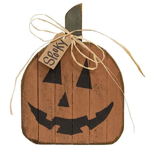 Rustic Lath "Spooky" Jack Faced Pumpkin