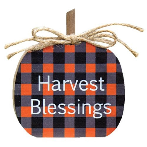 Harvest Blessings Orange Buffalo Check Pumpkin