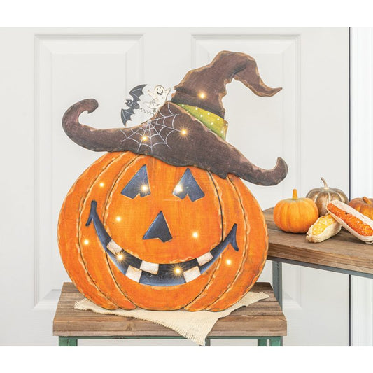 Jack-o-Lantern Witch Easel With Lights