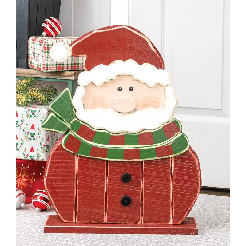 Wooden Santa with Scarf