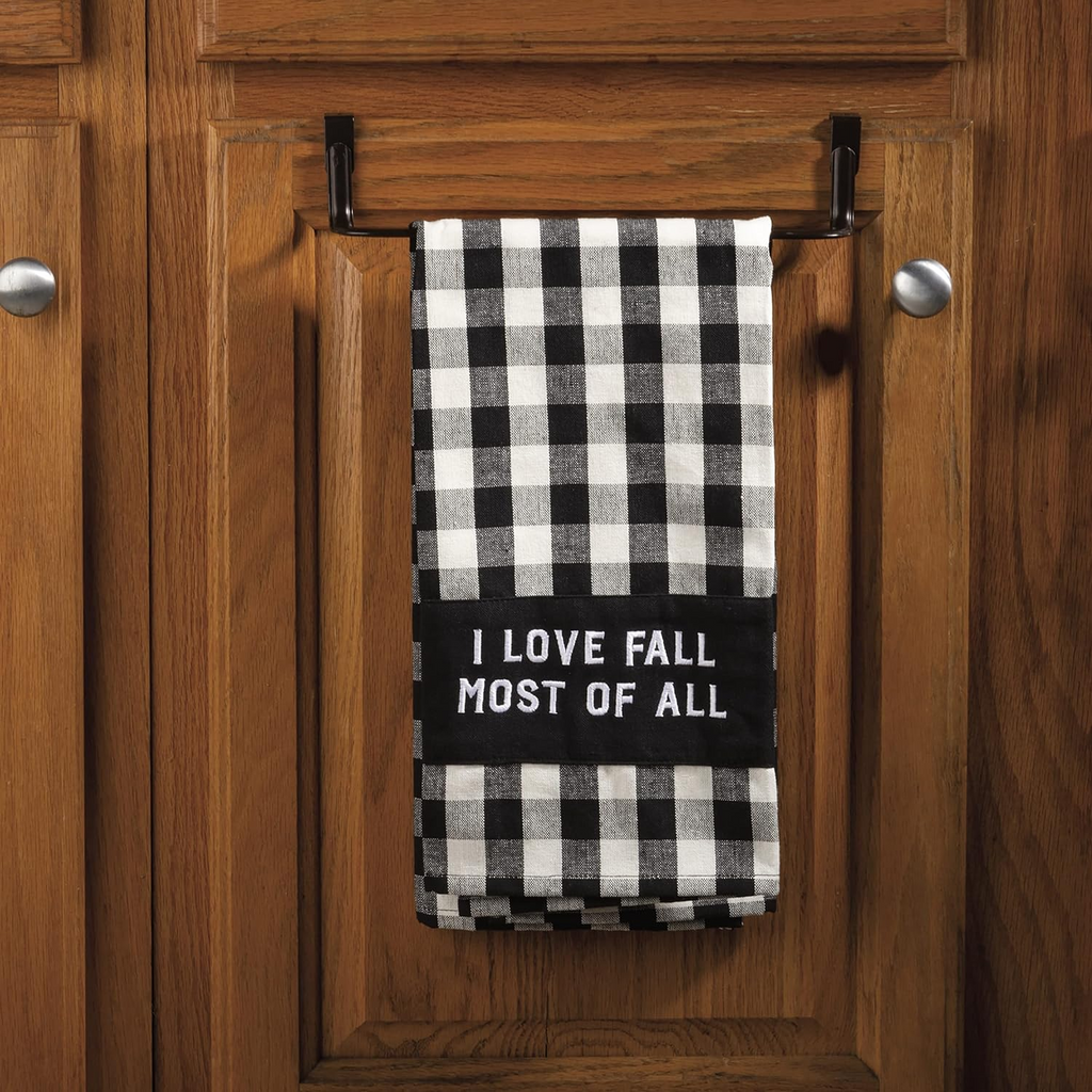 I Love Fall Most of All Buffalo Check Kitchen Towel