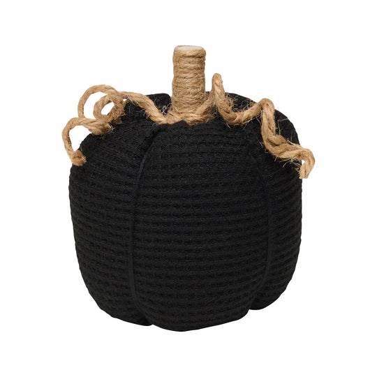 Black Waffle Fabric Pumpkin - Small