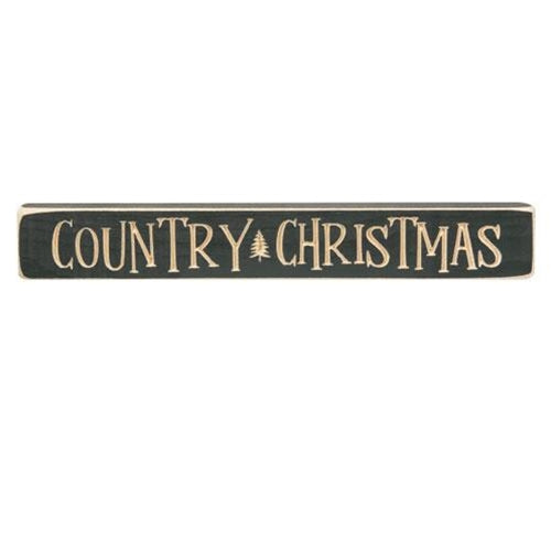 Country Christmas Engraved Block Sign - Green