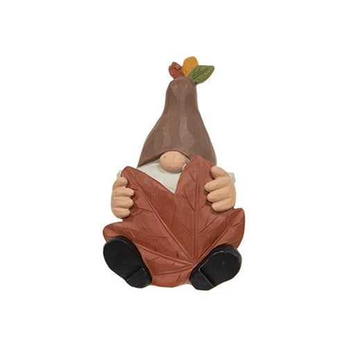 Resin Sitting Fall Leaf Gnome