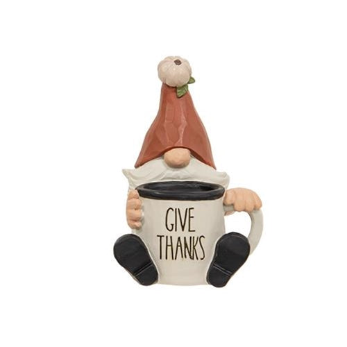 Resin Sitting Give Thanks Gnome