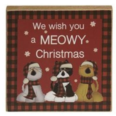 We Wish You A Meowy Christmas Block Sign
