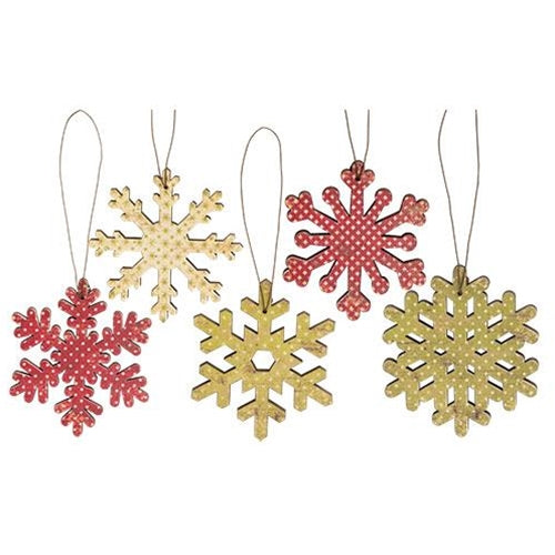 Vintage Snowflake Ornaments - Set of 5