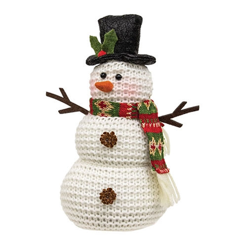 Green Nordic Knit Snowman Sitter - Top Hat