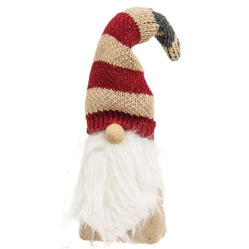Americana Gnome with Red Flag Knit Hat