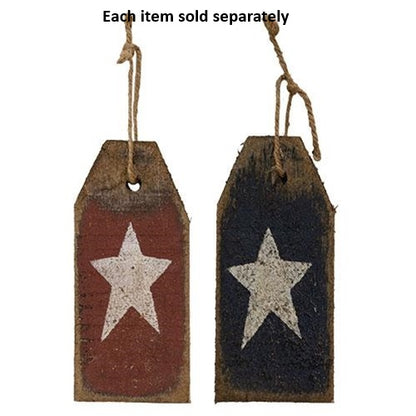 Rustic Wood Blue Tag with White Star