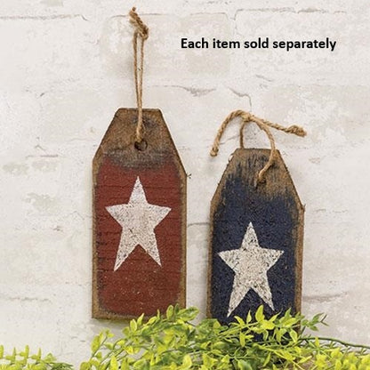 Rustic Wood Blue Tag with White Star
