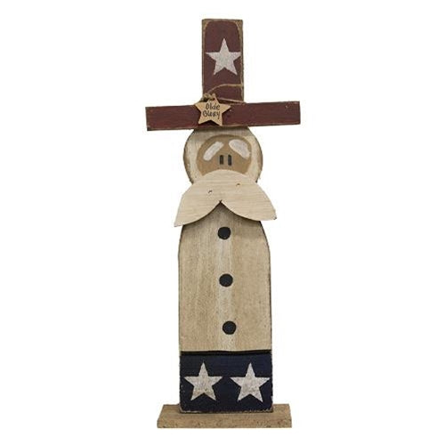 Rustic Wood Skinny "Old Glory" Sam - White with Stars