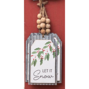 Corrugated Metal Tag Ornament - Let It Snow