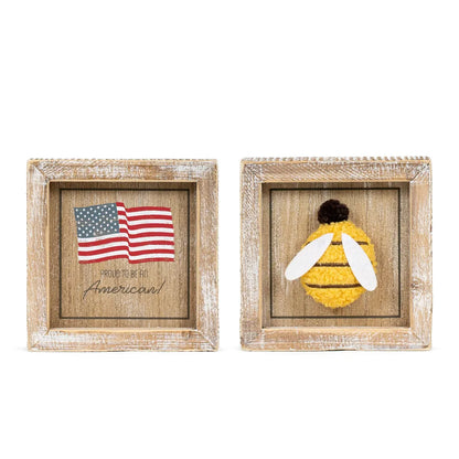Bee/Proud To Be An American Reversible Sign