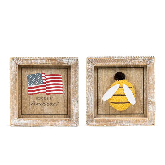 Bee/Proud To Be An American Reversible Sign