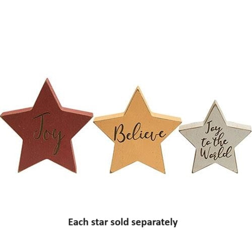 Reversible Christmas Words Chunky White Star Sitter - Wish/Joy To The World