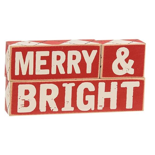 Plaid Merry & Bright Wooden Blocks