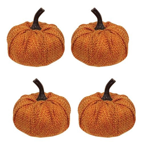 Orange Burlap Pumpkins - 4/Pack