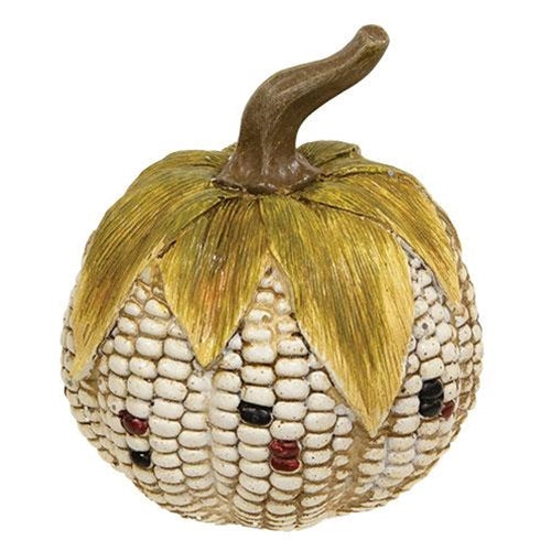 Resin Corn Cob Pumpkin - White