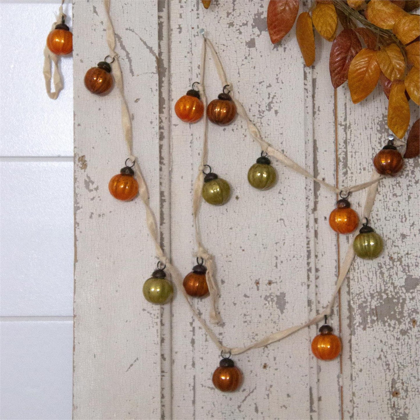 Garland - Mini Pumpkin Mercury Glass Ornaments