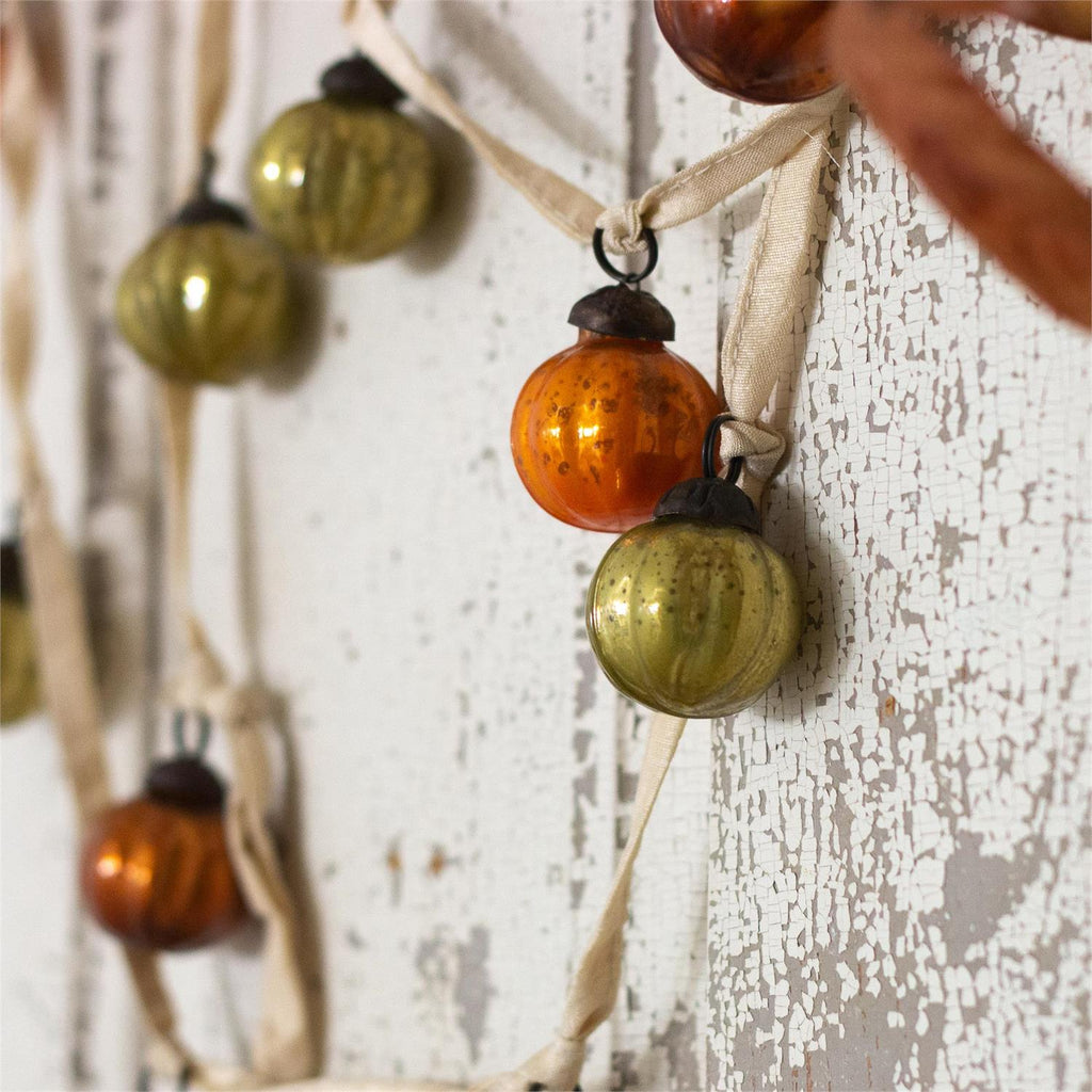 Garland - Mini Pumpkin Mercury Glass Ornaments