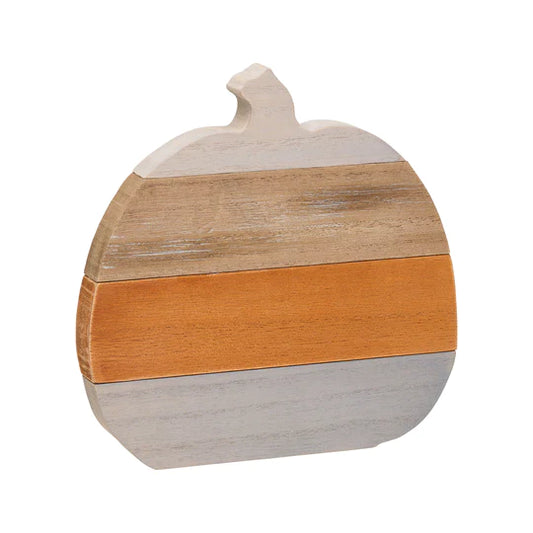 Gray, Orange, Brown and White Plank Pumpkin - Large